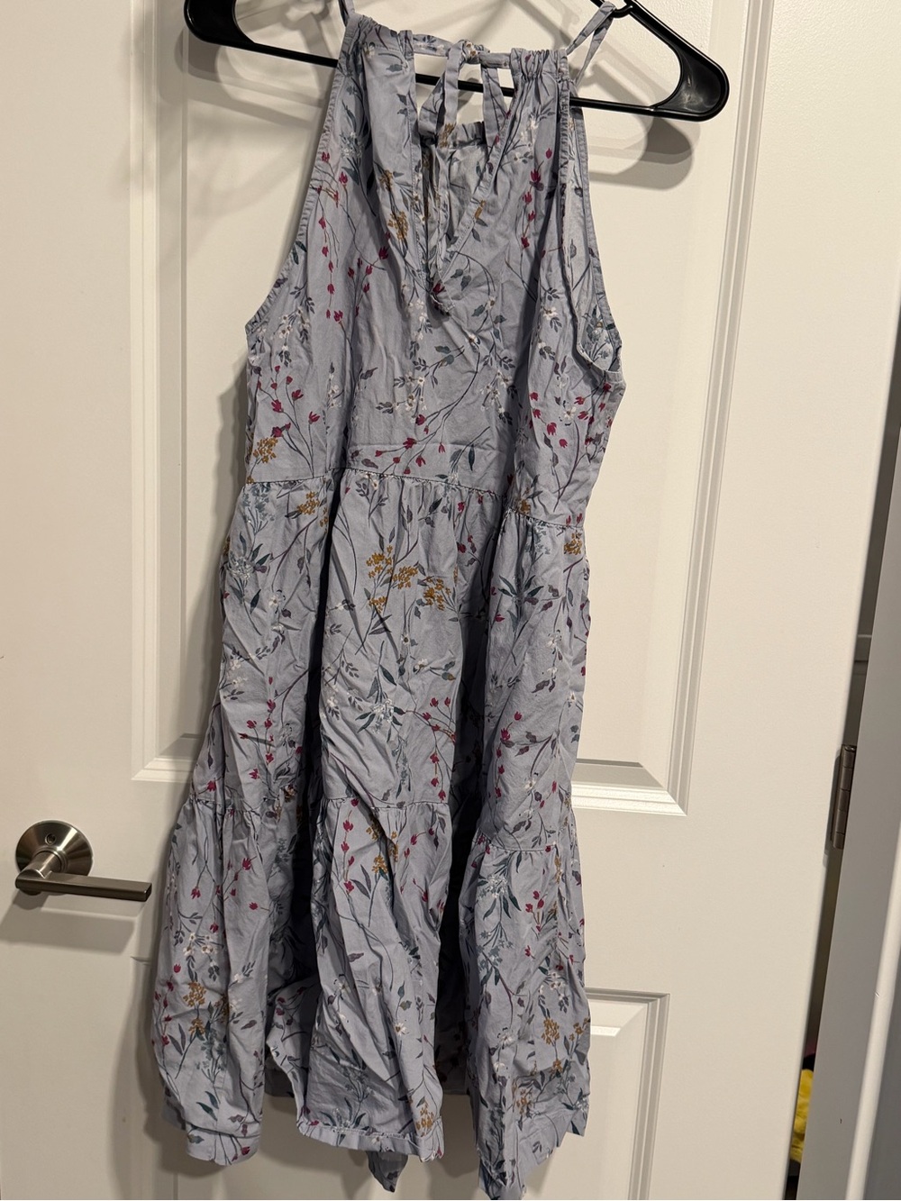 A New Day Floral Tiered Midi Maxi Dress Size M Gray Blue 100% Cotton - Picture 4 of 5